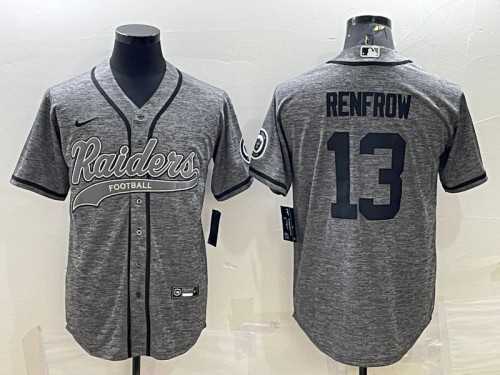 Men's Las Vegas Raiders #13 Hunter Renfrow Gray With Patch Cool Base Stitched Baseball Jersey